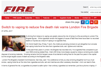Switch to vaping to reduce fire death risk warns London Fire Brigade